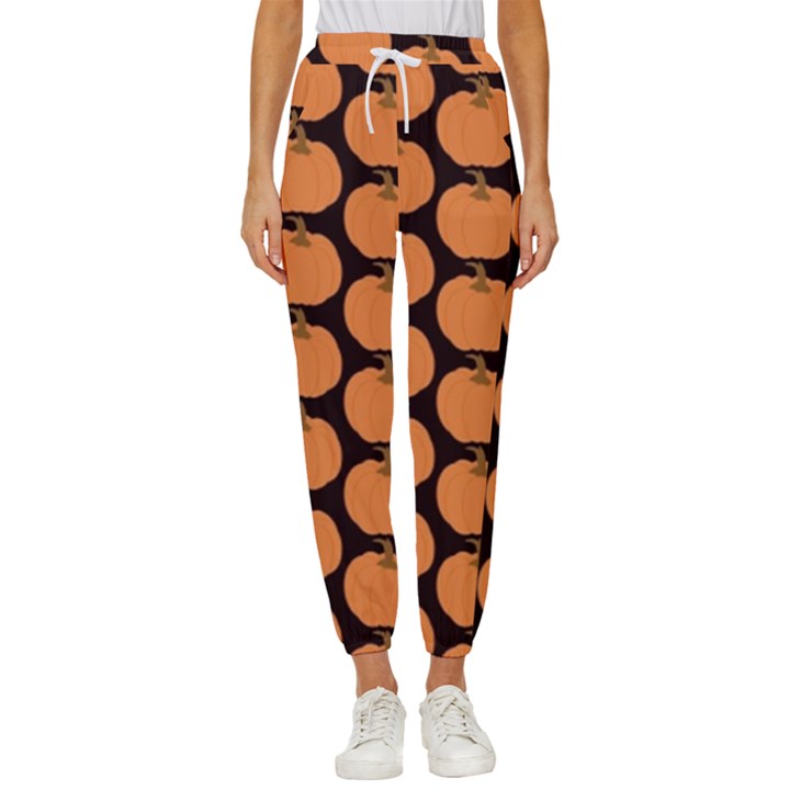 Black And Orange Pumpkin Cropped Drawstring Pants