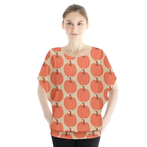 Cute Pumpkin Batwing Chiffon Blouse by ConteMonfrey