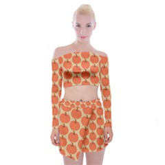 Cute Pumpkin Off Shoulder Top With Mini Skirt Set by ConteMonfrey