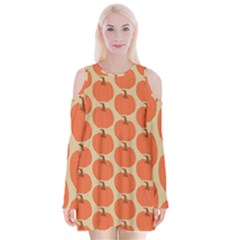 Cute Pumpkin Velvet Long Sleeve Shoulder Cutout Dress by ConteMonfrey