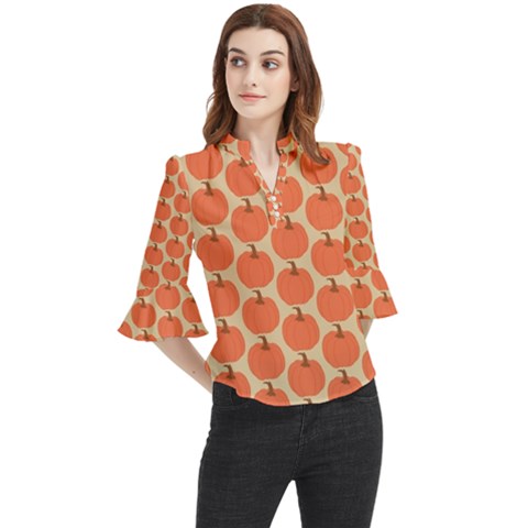 Cute Pumpkin Loose Horn Sleeve Chiffon Blouse by ConteMonfrey