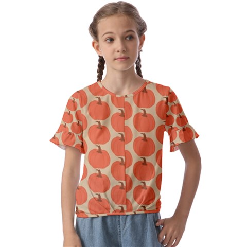 Cute Pumpkin Kids  Cuff Sleeve Scrunch Bottom Tee by ConteMonfrey