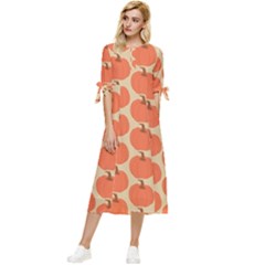 Cute Pumpkin Bow Sleeve Chiffon Midi Dress by ConteMonfrey