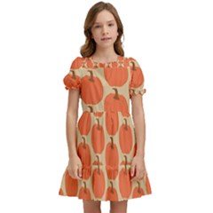 Cute Pumpkin Kids  Puff Sleeved Dress