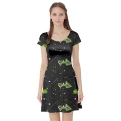 Halloween - The Witch Is Back   Short Sleeve Skater Dress by ConteMonfrey