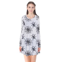 Spider Web - Halloween Decor Long Sleeve V-neck Flare Dress by ConteMonfrey