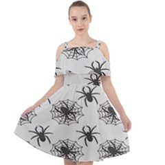 Spider Web - Halloween Decor Cut Out Shoulders Chiffon Dress by ConteMonfrey