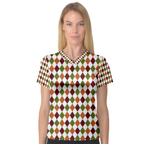 Halloween Palette Plaids   V-neck Sport Mesh Tee by ConteMonfrey