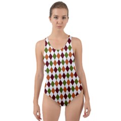 Halloween Palette Plaids   Cut-out Back One Piece Swimsuit by ConteMonfrey