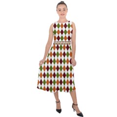 Halloween Palette Plaids   Midi Tie-back Chiffon Dress by ConteMonfrey