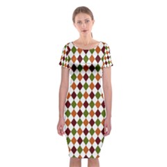 Halloween Palette Plaids   Classic Short Sleeve Midi Dress by ConteMonfrey