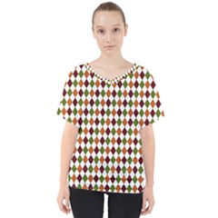 Halloween Palette Plaids   V-neck Dolman Drape Top by ConteMonfrey