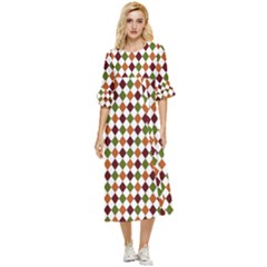 Halloween Palette Plaids   Double Cuff Midi Dress by ConteMonfrey