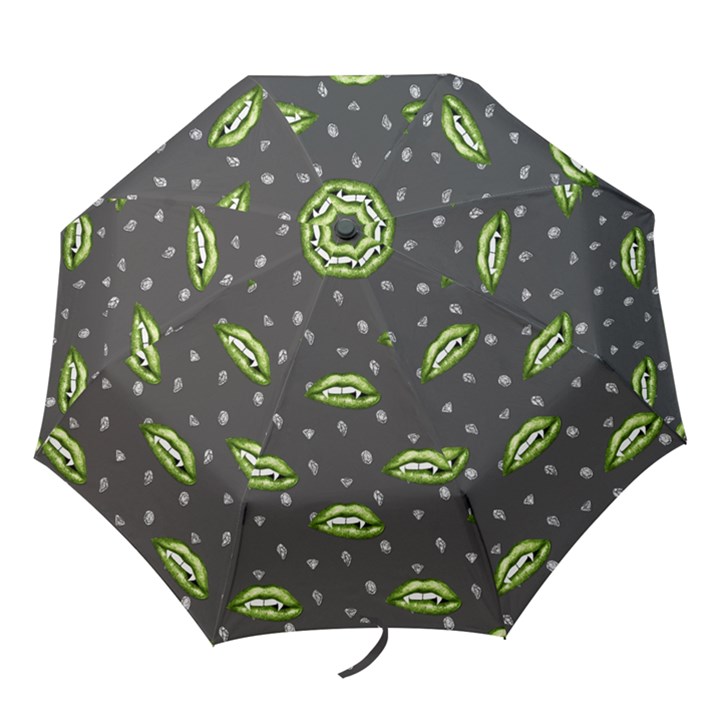 Green Vampire Mouth - Halloween Modern Decor Folding Umbrellas