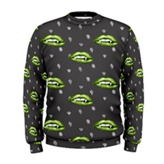 Green Vampire Mouth - Halloween Modern Decor Men s Sweatshirt by ConteMonfrey