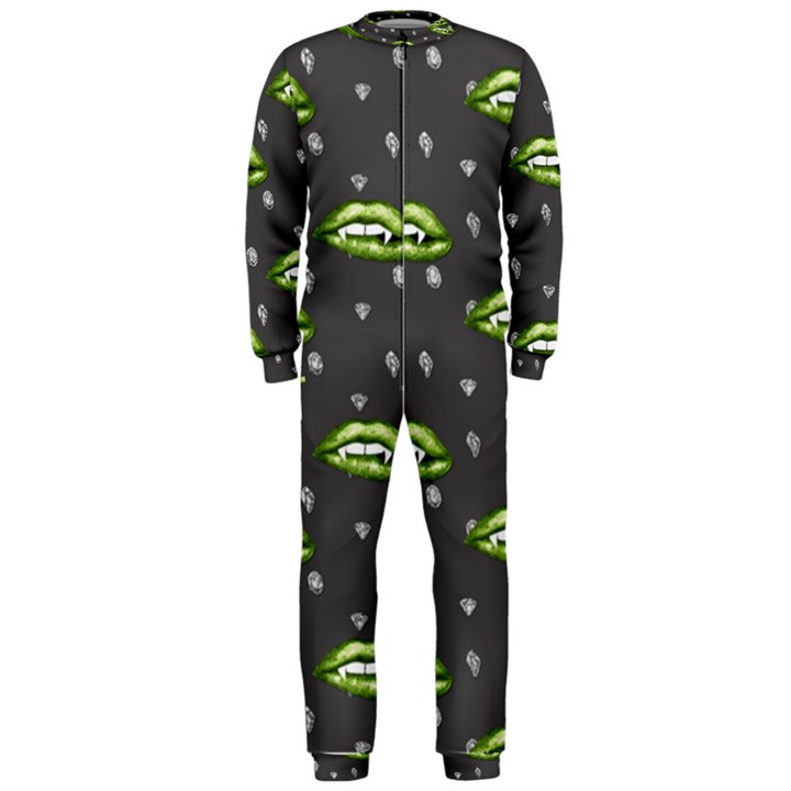 Green Vampire Mouth - Halloween Modern Decor OnePiece Jumpsuit (Men)