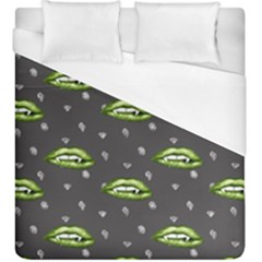 Green Vampire Mouth - Halloween Modern Decor Duvet Cover (king Size) by ConteMonfrey