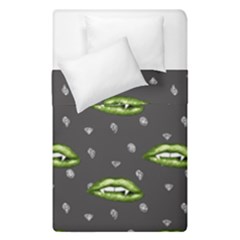 Green Vampire Mouth - Halloween Modern Decor Duvet Cover Double Side (single Size) by ConteMonfrey