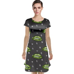 Green Vampire Mouth - Halloween Modern Decor Cap Sleeve Nightdress by ConteMonfrey