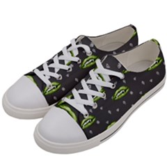 Green Vampire Mouth - Halloween Modern Decor Women s Low Top Canvas Sneakers by ConteMonfrey