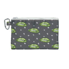 Green Vampire Mouth - Halloween Modern Decor Canvas Cosmetic Bag (medium) by ConteMonfrey