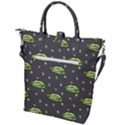 Green Vampire Mouth - Halloween Modern Decor Buckle Top Tote Bag View2