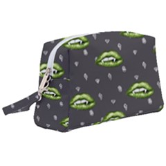 Green Vampire Mouth - Halloween Modern Decor Wristlet Pouch Bag (large) by ConteMonfrey