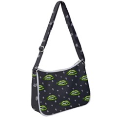 Green Vampire Mouth - Halloween Modern Decor Zip Up Shoulder Bag by ConteMonfrey