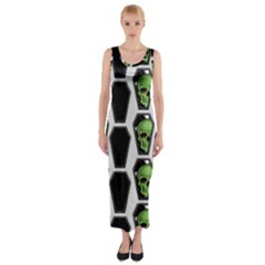 Coffins And Skulls - Modern Halloween Decor  Fitted Maxi Dress by ConteMonfrey