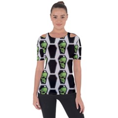 Coffins And Skulls - Modern Halloween Decor  Shoulder Cut Out Short Sleeve Top by ConteMonfrey