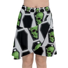 Coffins And Skulls - Modern Halloween Decor  Chiffon Wrap Front Skirt by ConteMonfrey