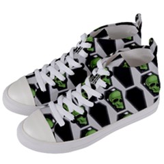 Coffins And Skulls - Modern Halloween Decor  Women s Mid-top Canvas Sneakers by ConteMonfrey