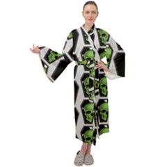 Coffins And Skulls - Modern Halloween Decor  Maxi Velour Kimono by ConteMonfrey