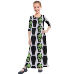 Coffins And Skulls - Modern Halloween Decor  Kids  Quarter Sleeve Maxi Dress by ConteMonfrey