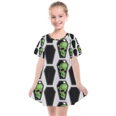 Coffins And Skulls - Modern Halloween Decor  Kids  Smock Dress by ConteMonfrey