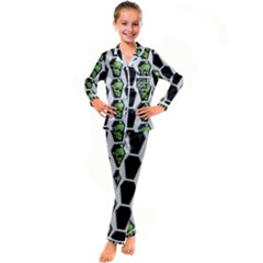 Coffins And Skulls - Modern Halloween Decor  Kid s Satin Long Sleeve Pajamas Set by ConteMonfrey