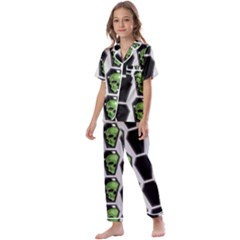 Coffins And Skulls - Modern Halloween Decor  Kids  Satin Short Sleeve Pajamas Set by ConteMonfrey