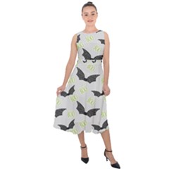 Boo! Bat Rain - Halloween Decor  Midi Tie-back Chiffon Dress by ConteMonfrey