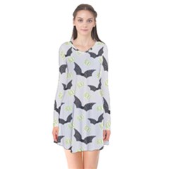 Boo! Bat Rain - Halloween Decor  Long Sleeve V-neck Flare Dress by ConteMonfrey