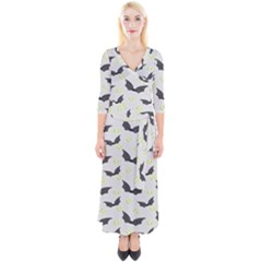 Boo! Bat Rain - Halloween Decor  Quarter Sleeve Wrap Maxi Dress by ConteMonfrey