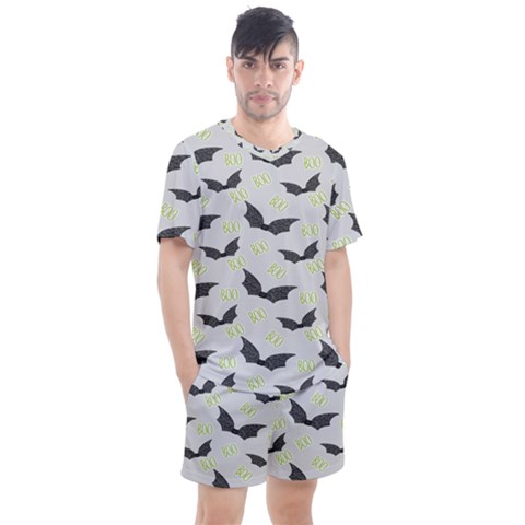 Boo! Bat Rain - Halloween Decor  Men s Mesh Tee And Shorts Set by ConteMonfrey