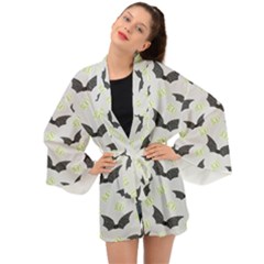 Boo! Bat Rain - Halloween Decor  Long Sleeve Kimono by ConteMonfrey