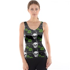 Green Roses And Skull - Romantic Halloween   Tank Top by ConteMonfrey