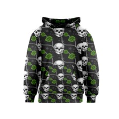 Green Roses And Skull - Romantic Halloween   Kids  Pullover Hoodie by ConteMonfrey