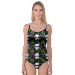 Green Roses And Skull - Romantic Halloween   Camisole Leotard  by ConteMonfrey