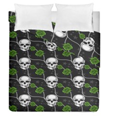 Green Roses And Skull - Romantic Halloween   Duvet Cover Double Side (queen Size) by ConteMonfrey