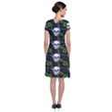 Green Roses And Skull - Romantic Halloween   Short Sleeve Front Wrap Dress View2