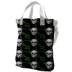 Green Roses And Skull - Romantic Halloween   Canvas Messenger Bag by ConteMonfrey