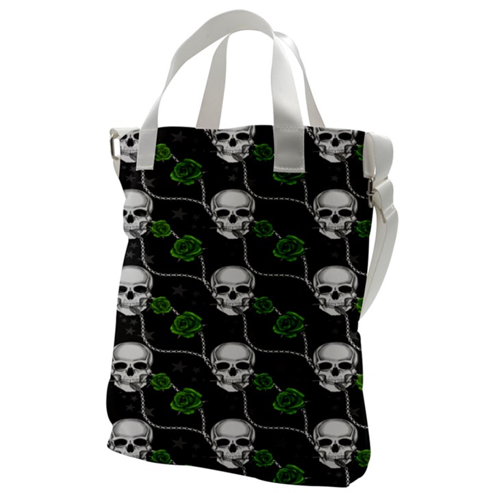 Green Roses And Skull - Romantic Halloween   Canvas Messenger Bag