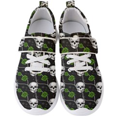 Green Roses And Skull - Romantic Halloween   Men s Velcro Strap Shoes by ConteMonfrey